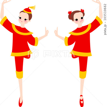 くるみ割り人形の中国の踊りを2人で踊るバレリーナ くるみ割り人形の中国の踊りを2人で踊るバレリーナ 103510682