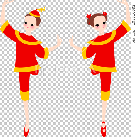 くるみ割り人形の中国の踊りを2人で踊るバレリーナ くるみ割り人形の中国の踊りを2人で踊るバレリーナ 103510682