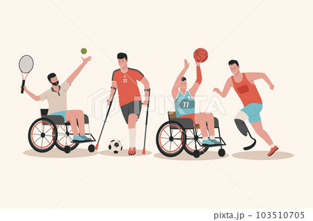 Flat vector from disabled male athlete collection. Illustration for website, landing page, mobile app, poster and banner. Trendy flat vector illustration 103510705