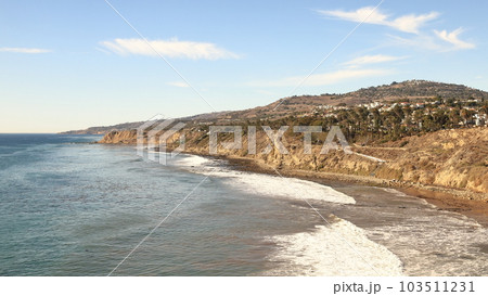 The view along the Pacific coastline from Angel's Gate Park, in the San Pedro neighbourhood of Los Angeles. 103511231