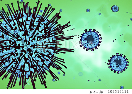 Virus. VIrus illustration. Virus 3d rendering of a virus. Microbiology And Virology Concept. Ebola. Coronavirus. Medical concept. Illustration. Covid 19 or flu or monkeypox 3d. Virus. VIrus illustration. Virus 3d rendering of a virus. Microbiology And Virology Concept. Ebola. Coronavirus. Medical concept. Illustration. Covid 19 or flu or monkeypox 3d. 103513111