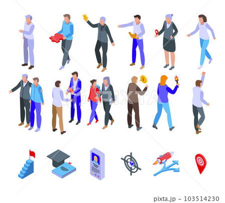 Mentor icons set. Isometric set of mentor vector icons for web design isolated on white background Mentor icons set. Isometric set of mentor vector icons for web design isolated on white background 103514230