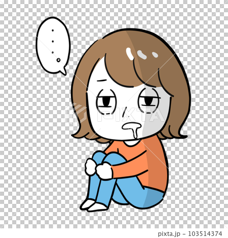 Tired woman thinking nothing Tired woman thinking nothing 103514374