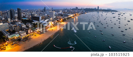 Aerial view of Central Pattaya beach in Chonburi, Thailand Aerial view of Central Pattaya beach in Chonburi, Thailand 103515925