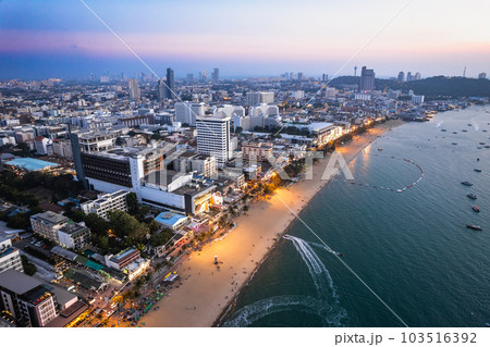 Aerial view of Central Pattaya beach in Chonburi, Thailand Aerial view of Central Pattaya beach in Chonburi, Thailand 103516392
