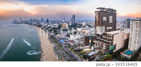 Aerial view of Central Pattaya beach in Chonburi, Thailand 103516405