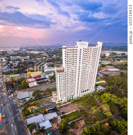 Aerial view of Sukhumvit Road in North Pattaya Naklua, Bang Lamung District, Chon Buri, Thailand Aerial view of Sukhumvit Road in North Pattaya Naklua, Bang Lamung District, Chon Buri, Thailand 103516613
