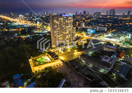 Aerial view of Sukhumvit Road in North Pattaya Naklua, Bang Lamung District, Chon Buri, Thailand Aerial view of Sukhumvit Road in North Pattaya Naklua, Bang Lamung District, Chon Buri, Thailand 103516635
