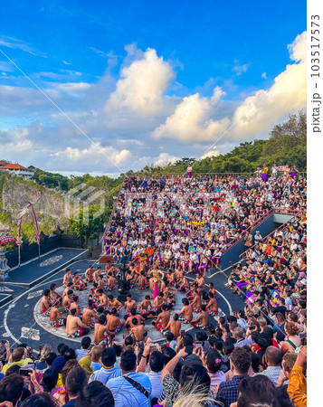 Traditional Balinese Kecak Dance in Uluwatu temple, Bali, Indonesia 103517573