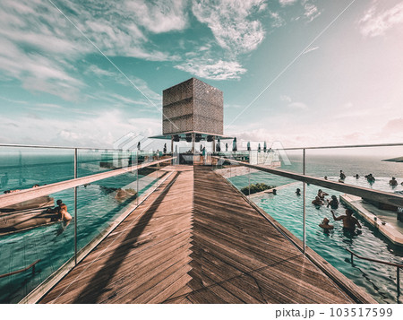 beach club on the cliffs of uluwatu in Bali, Indonesia 103517599