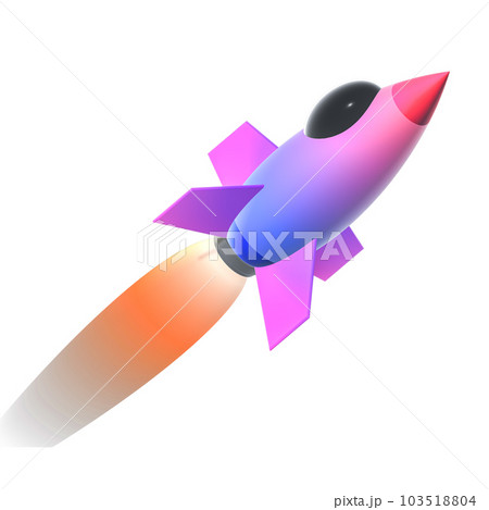 Cartoon rocket spaceship launching isolated on white background, 3d rendering 103518804