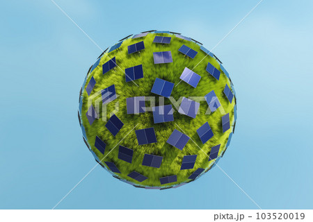 Rows of solar panels on a green meadow Rows of solar panels on a green meadow 103520019