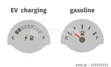 電気自動車とガソリン自動車の燃料計のイラスト 電気自動車とガソリン自動車の燃料計のイラスト 103520332