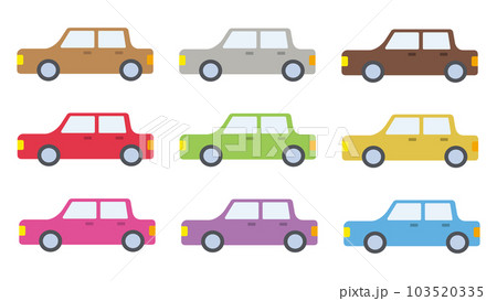 セダンタイプの自動車のシンプルなイラストセット セダンタイプの自動車のシンプルなイラストセット 103520335