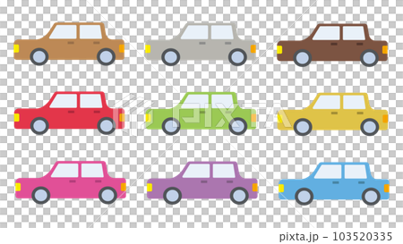 セダンタイプの自動車のシンプルなイラストセット セダンタイプの自動車のシンプルなイラストセット 103520335