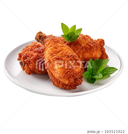 fried chicken isolated on background with Generative AI 103521022
