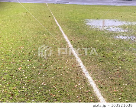 あいにくの雨模様で試合が雨天中止になった野球場 103521039