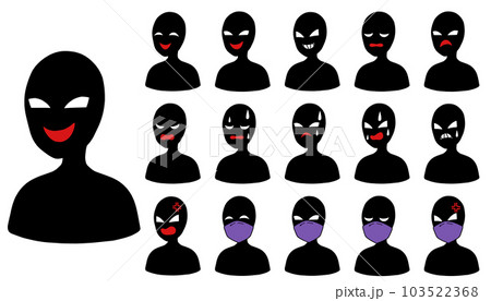 悪人イメージの黒いシルエットの人物のアイコンセット 103522368