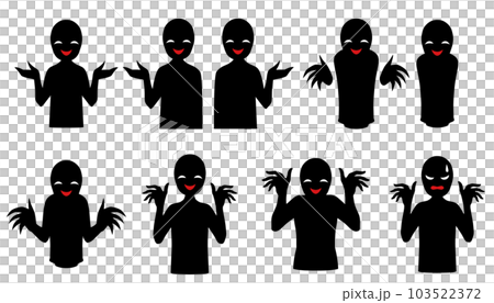悪人イメージの黒いシルエットの人物のイラストセット 103522372