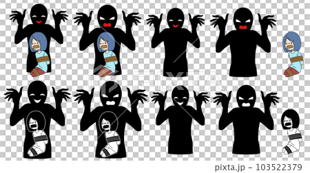Illustration material set of villain and restraint, kidnapping image 103522379