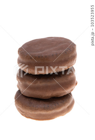 small chocolate chip cookies isolated 103523955