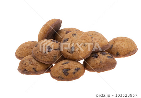 small chocolate chip cookies isolated 103523957