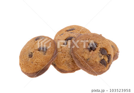small chocolate chip cookies isolated 103523958