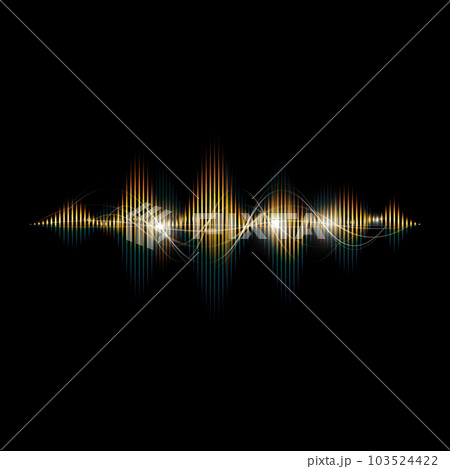 Music wave on black background - vector 103524422