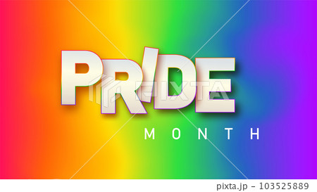 LGBTQ pride month. Pride text label on blurred rainbow background. Human rights or diversity concept. LGBT event banner design template. LGBTQ pride month. Pride text label on blurred rainbow background. Human rights or diversity concept. LGBT event banner design template. 103525889