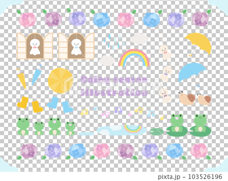 梅雨・雨の日のイラスト素材セット 103526196