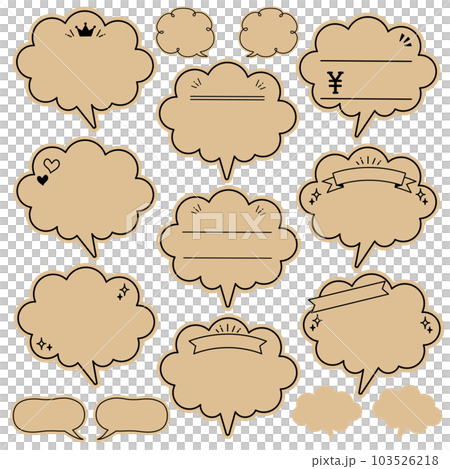 Speech balloon POP set for hand drawing, kraft paper, black pen 103526218