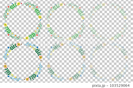Floral circle frame set illustration Floral circle frame set illustration 103529064