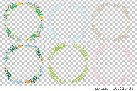 Floral circle frame set illustration Floral circle frame set illustration 103529433