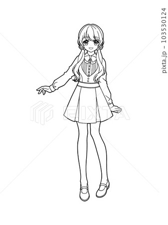 Girl coloring book / idol (no background) - Stock Illustration