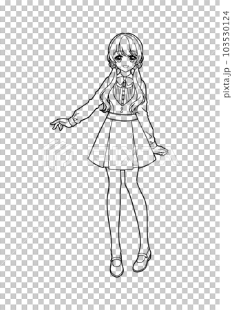 動漫風格的女孩圖畫書（全身） 103530124