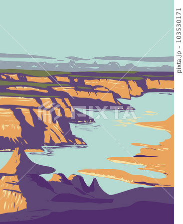 Lake Powell on the Colorado River in Utah and Arizona WPA Art Deco Poster 103530171