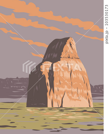 Lone Rock on Lake Powell in Glen Canyon National Recreation Area Utah WPA Art Deco Poster 103530173