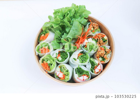 vegetable rolls or noodle rolls or rice noodle rolls or Vietnamese rolls vegetable rolls or noodle rolls or rice noodle rolls or Vietnamese rolls 103530225