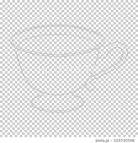 飲み物の入ったティーカップ（単品）／銀箔線画 103530506