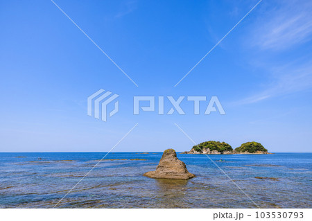 南部湾に浮かぶ無人島鹿島　和歌山県みなべ町 103530793