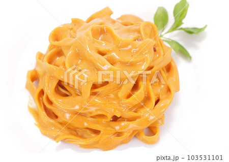 海老風味のトマトクリームソースパスタ スパゲッティ 明るい背景 海老風味のトマトクリームソースパスタ スパゲッティ 明るい背景 103531101