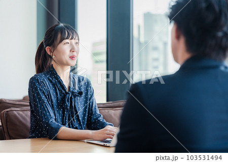 上司と1on1ミーティングをするビジネスウーマン 上司と1on1ミーティングをするビジネスウーマン 103531494