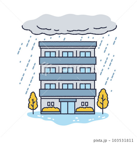 大雨の被害をうけるマンション 大雨の被害をうけるマンション 103531811
