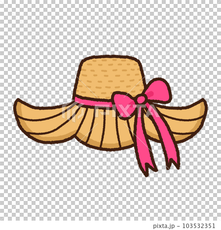 Summer hat with pink tied bow 103532351