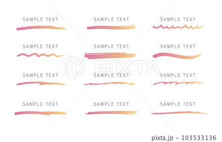 ペンで描いたピンク色のアンダーラインブラシセット 103533136