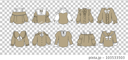 茶色のフリルシャツのイラストセット 103533503