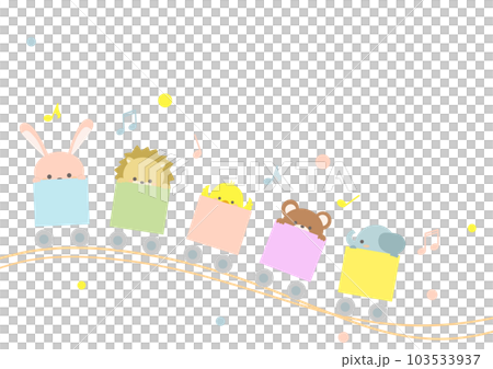 Illustration of animals riding a train Illustration of animals riding a train 103533937