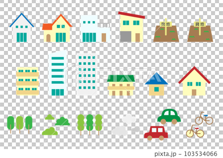 Building/cityscape illustration set 01 color borderless Building/cityscape illustration set 01 color borderless 103534066