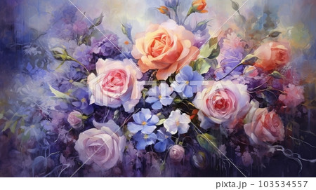 カラフルなバラ,Generative AI AI画像 103534557