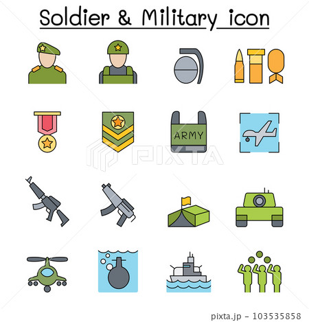 Soldier color line icon set 103535858